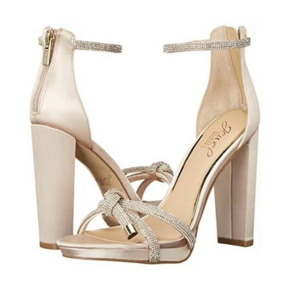 Jewel Badgley Mischka Lexie Knotted Platform
Block Heel size 7 Gold Champagne